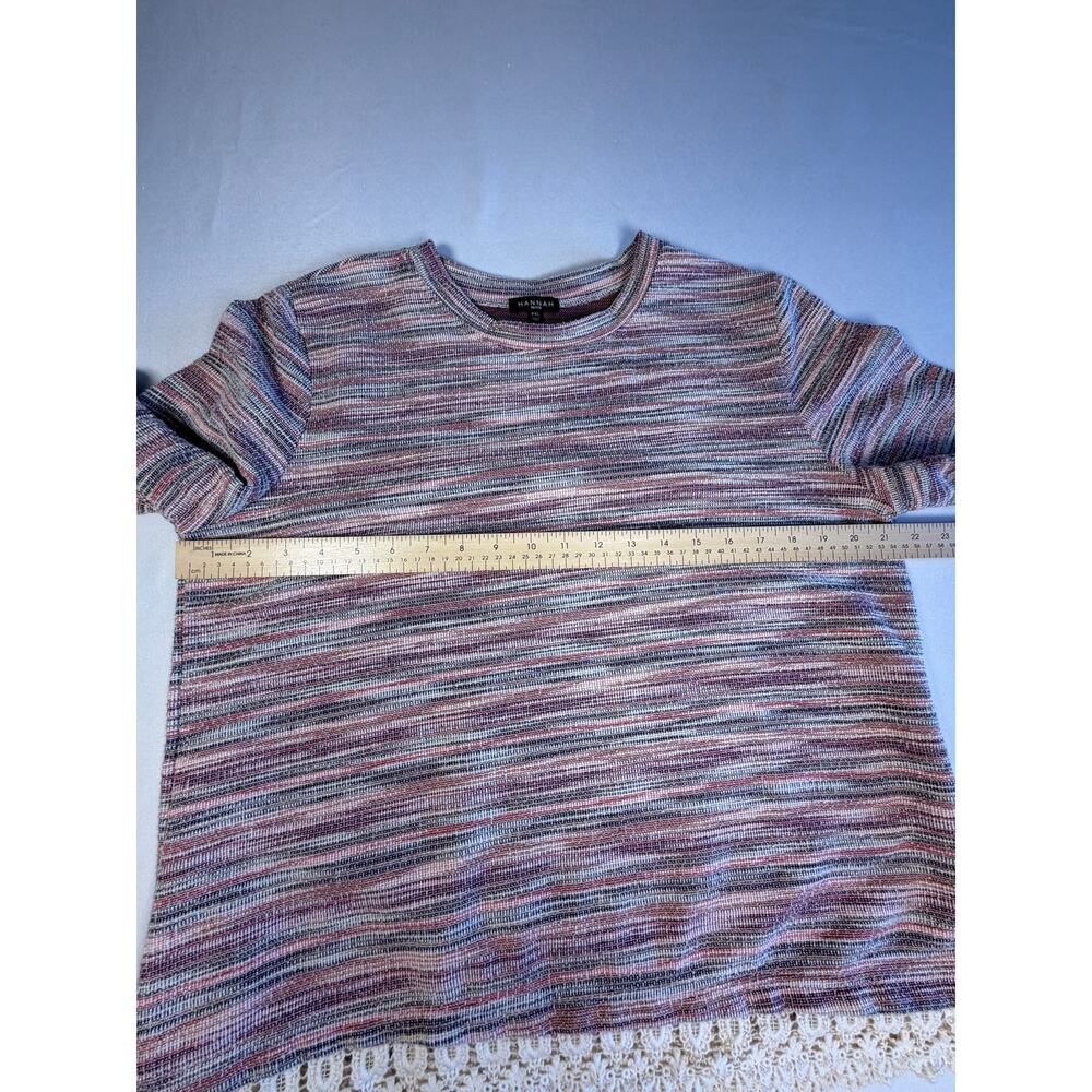 Hannah Petite Boutique Women's sweater striped w/lace trim sz PXL - Picture 5 of 10